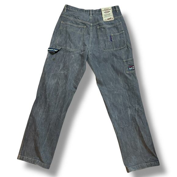 VTG Phat Farm Jeans Mens Phat Farmers Stone Washed Charcoal Tan Stitch 32/34 - Picture 3 of 11